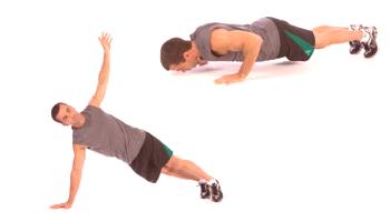 Technika t-push-upů s rotací těla: svalová práce, variace